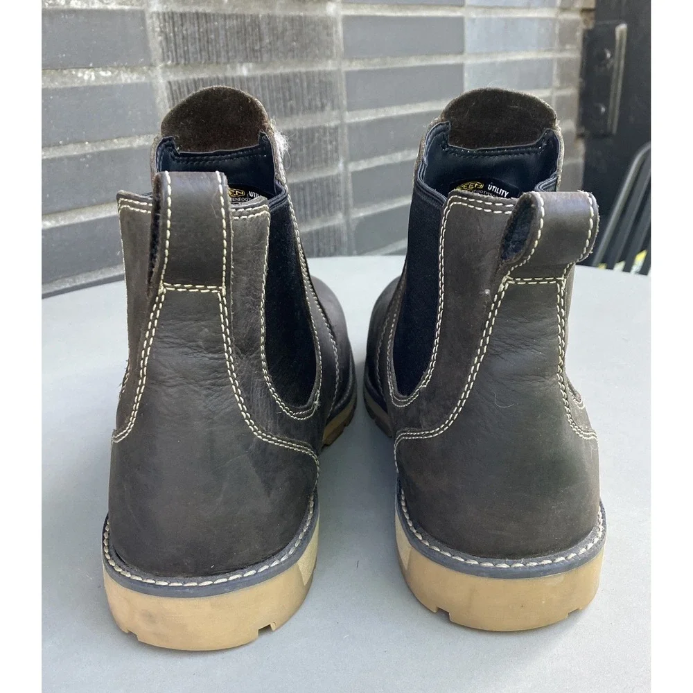 KEEN Utility San Jose Chelsea Work Boots Men 13D Aluminum Toe Leather EH Brown